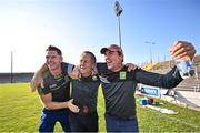 20 September 2020; Kilmoyley manager John Meyler, centre, is congratulted by Kilmoyley chairman Joe Walsh, right, and former player Shane Brick following the Kerry County Senior Hurling Championship Final match between Kilmoyley and Causeway at Austin Stack Park in Tralee, Kerry. Photo by David Fitzgerald/Sportsfile