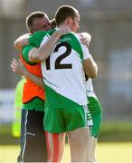 20 September 2020; Baltinglass manager Brian Heaslip celebrates with Jason Kennedy and Christopher Heaslip following the Wicklow County Senior Football Championship Final match between Tinahely and Baltinglass at Joule Park in Aughrim, Wicklow. Photo by Matt Browne/Sportsfile