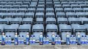 20 September 2020; A general view of individual water bottles for the Ballyboden St Enda's players before the Dublin County Senior Hurling Championship Final match between Ballyboden St Enda's and Cuala at Parnell Park in Dublin. Photo by Piaras Ó Mídheach/Sportsfile