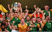 20 September 2020; Dungannon Thomas Clarkes captain Padraig McNulty lifts the trophy following their victory in the Tyrone County Senior Football Championship Final match between Trillick St. Macartan’s and Dungannon Thomas Clarkes at Healy Park in Omagh, Tyrone. Photo by Ramsey Cardy/Sportsfile