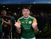 20 September 2020; Conall Devlin of Dungannon Thomas Clarkes celebrates following their victory in the Tyrone County Senior Football Championship Final match between Trillick St. Macartan’s and Dungannon Thomas Clarkes at Healy Park in Omagh, Tyrone. Photo by Ramsey Cardy/Sportsfile