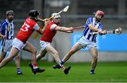 20 September 2020; Niall McMorrow of Ballyboden St Enda's in action against Colm Cronin, centre, and Colum Sheanon of Cuala during the Dublin County Senior Hurling Championship Final match between Ballyboden St Enda's and Cuala at Parnell Park in Dublin. Photo by Piaras Ó Mídheach/Sportsfile