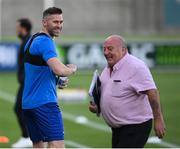 21 September 2020; Waterford's Daryl Murphy shares a laugh with match delegate Dick Redmond prior to the SSE Airtricity League Premier Division match between Shamrock Rovers and Waterford at Tallaght Stadium in Dublin. Photo by Stephen McCarthy/Sportsfile