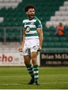 21 September 2020; Roberto Lopes of Shamrock Rovers celebrates after scoring his side's second goal during the SSE Airtricity League Premier Division match between Shamrock Rovers and Waterford at Tallaght Stadium in Dublin. Photo by Stephen McCarthy/Sportsfile