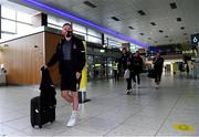 22 September 2020; Sean Murray of Dundalk with his team-mates at Dublin Airport as Dundalk depart for their Europa League third qualifying round match against Sheriff in Tiraspol, Moldova. Photo by Matt Browne/Sportsfile