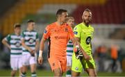 21 September 2020; Shamrock Rovers goalkeeper Alan Mannus and Waterford goalkeeper Brian Murphy, left, following the SSE Airtricity League Premier Division match between Shamrock Rovers and Waterford at Tallaght Stadium in Dublin. Photo by Stephen McCarthy/Sportsfile