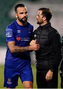 21 September 2020; Kurtis Byrne of Waterford and coach Fran Rockett during the SSE Airtricity League Premier Division match between Shamrock Rovers and Waterford at Tallaght Stadium in Dublin. Photo by Stephen McCarthy/Sportsfile