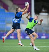 22 September 2020; John McKee, left, and Michael Silvester during a Leinster Rugby Academy training session at Energia Park in Dublin. Photo by Ramsey Cardy/Sportsfile