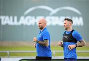 21 September 2020; Daryl Murphy of Waterford goes through some running alongside strength & conditioning coach Joey O'Brien prior to the SSE Airtricity League Premier Division match between Shamrock Rovers and Waterford at Tallaght Stadium in Dublin. Photo by Stephen McCarthy/Sportsfile