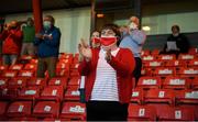 18 September 2020; A Sligo Rovers supporter applauds her side prior to the start of the SSE Airtricity League Premier Division match between Sligo Rovers and Bohemians at The Showgrounds in Sligo. Photo by Stephen McCarthy/Sportsfile