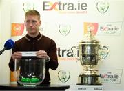 18 September 2020; Former Sligo Rovers player Conor O'Grady draws out the name of Finn Harps during the draw for the Extra.ie FAI Cup quarter-finals following the SSE Airtricity League Premier Division match between Sligo Rovers and Bohemians at The Showgrounds in Sligo. Photo by Stephen McCarthy/Sportsfile