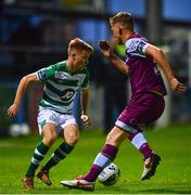 22 September 2020; Brandon Kavanagh of Shamrock Rovers II in action against Derek Prendergast of Drogheda United during the SSE Airtricity League First Division match between Drogheda United and Shamrock Rovers II at United Park in Drogheda, Louth. Photo by Ben McShane/Sportsfile