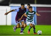 22 September 2020; Sean Brennan of Shamrock Rovers II in action against Richie O'Farrell of Drogheda United during the SSE Airtricity League First Division match between Drogheda United and Shamrock Rovers II at United Park in Drogheda, Louth. Photo by Ben McShane/Sportsfile