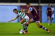 22 September 2020; Sean Brennan of Shamrock Rovers II in action against Brandon Bermingham of Drogheda United during the SSE Airtricity League First Division match between Drogheda United and Shamrock Rovers II at United Park in Drogheda, Louth. Photo by Ben McShane/Sportsfile
