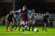 22 September 2020; Mark Doyle of Drogheda United shoots to score his side's third goal, a penalty, during the SSE Airtricity League First Division match between Drogheda United and Shamrock Rovers II at United Park in Drogheda, Louth. Photo by Ben McShane/Sportsfile