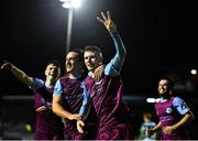 22 September 2020; Mark Doyle of Drogheda United celebrates after scoring his side's third goal with team-mate James Brown, left, during the SSE Airtricity League First Division match between Drogheda United and Shamrock Rovers II at United Park in Drogheda, Louth. Photo by Ben McShane/Sportsfile