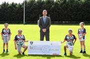 23 September 2020; Skryne GFC has been boosted with the news that it has claimed first prize in the 2020 Kellogg’s GAA Cúl Camps on-pack promotion, claiming a huge €25,000 for the club. Pictured is David Byrne from Kellogg’s and, from left, Chris O’Connor, age 9, Katie O’Connor, age 11, Oisin Giles, age 10 and Emily Philips, age 11. Photo by Matt Browne/Sportsfile