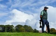 23 September 2020; Shane Lowry of Ireland is interviewed while holding the Claret Jug prior to his practice round ahead of the Dubai Duty Free Irish Open Golf Championship at Galgorm Spa & Golf Resort in Ballymena, Antrim. Photo by Brendan Moran/Sportsfile