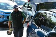 23 September 2020; Shane Lowry of Ireland arrives with the Claret Jug prior to his practice round ahead of the Dubai Duty Free Irish Open Golf Championship at Galgorm Spa & Golf Resort in Ballymena, Antrim. Photo by Brendan Moran/Sportsfile