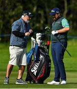 23 September 2020; Shane Lowry of Ireland checks his clubs during a practice round ahead of the Dubai Duty Free Irish Open Golf Championship at Galgorm Spa & Golf Resort in Ballymena, Antrim. Photo by Brendan Moran/Sportsfile