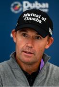 23 September 2020; Padraig Harrington of Ireland during a press conference after his practice round ahead of the Dubai Duty Free Irish Open Golf Championship at Galgorm Spa & Golf Resort in Ballymena, Antrim. Photo by Brendan Moran/Sportsfile