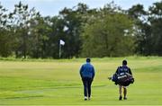 24 September 2020; Shane Lowry of Ireland and his caddie Brian Martin make their way down the 11th fairway during day one of the Dubai Duty Free Irish Open Golf Championship at Galgorm Spa & Golf Resort in Ballymena, Antrim. Photo by Brendan Moran/Sportsfile