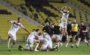 24 September 2020; Dundalk players, including Greg Sloggett, celebrate after the penalty shoot out during the UEFA Europa League Third Qualifying Round match between FC Sheriff Tiraspol and Dundalk at the Stadionul Sheriff in Tiraspol, Moldova. Photo by Alex Nicodim/Sportsfile
