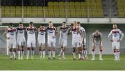 24 September 2020; Dundalk players during the penalty shoot out during the UEFA Europa League Third Qualifying Round match between FC Sheriff Tiraspol and Dundalk at the Stadionul Sheriff in Tiraspol, Moldova. Photo by Alex Nicodim/Sportsfile