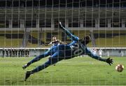 24 September 2020; Patrick Hoban of Dundalk shoots to score past Zvonimir Mikulic of FC Sheriff Tiraspol during the penalty shoot out during the UEFA Europa League Third Qualifying Round match between FC Sheriff Tiraspol and Dundalk at the Stadionul Sheriff in Tiraspol, Moldova. Photo by Alex Nicodim/Sportsfile