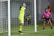 24 September 2020; Gary Rogers of Dundalk during the penalty shoot out during the UEFA Europa League Third Qualifying Round match between FC Sheriff Tiraspol and Dundalk at the Stadionul Sheriff in Tiraspol, Moldova. Photo by Alex Nicodim/Sportsfile