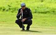 25 September 2020; Aaron Rai of England lines up a putt on the sixth green during day two of the Dubai Duty Free Irish Open Golf Championship at Galgorm Spa & Golf Resort in Ballymena, Antrim. Photo by Brendan Moran/Sportsfile