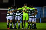 22 September 2020; The Shamrock Rovers II team huddle ahead of the SSE Airtricity League First Division match between Drogheda United and Shamrock Rovers II at United Park in Drogheda, Louth. Photo by Ben McShane/Sportsfile