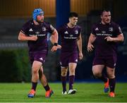 25 September 2020; Leinster A players, from left, Ciaran Parker, Harry Byrne and Peter Dooley during the A Interprovincial Friendly match between Leinster A and Ulster A at the RDS Arena in Dublin. Photo by Ramsey Cardy/Sportsfile