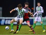 25 September 2020; Luka Lovic of Bray Wanderers is tackled by Mark Hughes of Drogheda United during the SSE Airtricity League Premier Division match between Bray Wanderers and Drogheda United at the Carlisle Grounds in Bray, Wicklow. Photo by Eóin Noonan/Sportsfile