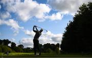 26 September 2020; Jonathan Caldwell of Northern Ireland watches his tee shot from the second tee box during day three of the Dubai Duty Free Irish Open Golf Championship at Galgorm Spa & Golf Resort in Ballymena, Antrim. Photo by Brendan Moran/Sportsfile