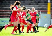 26 September 2020; Lucy McCartan of Peamount United shoots to score her side's first goal during the Women's National League match between Shelbourne and Peamount at Tolka Park in Dublin. Photo by Stephen McCarthy/Sportsfile
