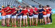 23 August 2020; Cuala manager Willie Maher speaks to his players before the Dublin County Senior A Hurling Championship Quarter-Final match between St Brigid's and Cuala at Parnell Park in Dublin. Photo by Piaras Ó Mídheach/Sportsfile