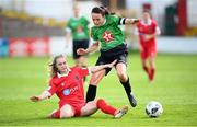 26 September 2020; Áine O’Gorman of Peamount United in action against Izzy Atkinson of Shelbourne during the Women's National League match between Shelbourne and Peamount at Tolka Park in Dublin. Photo by Stephen McCarthy/Sportsfile
