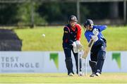 26 September 2020; Stephen Doheny of Leinster Lightning plays a shot watched by Gary Wilson of Northern Knights during the Test Triangle Inter-Provincial Series 50 over match between Leinster Lightning and Northern Knights at Malahide Cricket Club in Dublin. Photo by Sam Barnes/Sportsfile