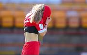 26 September 2020; Izzy Atkinson of Shelbourne reacts to her side conceding a sixth goal during the Women's National League match between Shelbourne and Peamount at Tolka Park in Dublin. Photo by Stephen McCarthy/Sportsfile