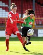 26 September 2020; Áine O’Gorman of Peamount United in action against Jess Gleeson of Shelbourne during the Women's National League match between Shelbourne and Peamount at Tolka Park in Dublin. Photo by Stephen McCarthy/Sportsfile