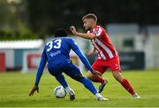26 September 2020; Alex Cooper of Sligo Rovers in action against Tunmise Sobowale of Waterford during the SSE Airtricity League Premier Division match between Waterford and Sligo Rovers at the RSC in Waterford. Photo by Seb Daly/Sportsfile