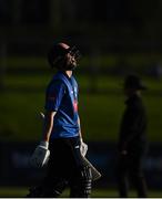 26 September 2020; Lorcan Tucker of Leinster Lightning leaves the field after being caught by Ruan Pretorius of Northern Knights during the Test Triangle Inter-Provincial Series 50 over match between Leinster Lightning and Northern Knights at Malahide Cricket Club in Dublin. Photo by Sam Barnes/Sportsfile