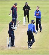 26 September 2020; George Dockrell of Leinster Lightning celebrates bowling Ruan Pretorius of Northern Knights during the Test Triangle Inter-Provincial Series 50 over match between Leinster Lightning and Northern Knights at Malahide Cricket Club in Dublin. Photo by Sam Barnes/Sportsfile