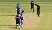 26 September 2020; Graeme McCarter of Northern Knights, right, celebrates the wicket of Stephen Doheny of Leinster Lightning who was caught by wicket keeper Gary Wilson of Norther Knights during the Test Triangle Inter-Provincial Series 50 over match between Leinster Lightning and Northern Knights at Malahide Cricket Club in Dublin. Photo by Sam Barnes/Sportsfile