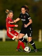 26 September 2020; Kylie Murphy of Wexford Youths in action against Eabha O'Mahony of Cork City during the Women's National League match between Wexford Youths and Cork City at Ferrycarrig Park in Wexford. Photo by Harry Murphy/Sportsfile