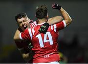 26 September 2020; Darragh Roche, 14, of East Kerry celebrates with team-mate David Clifford after scoring his side's second goal during the Kerry County Senior Football Championship Final match between East Kerry and Mid Kerry at Austin Stack Park in Tralee, Kerry. Photo by Matt Browne/Sportsfile