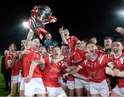 26 September 2020; East Kerry captain Dan O'Donoghue lifts the cup as his team-mates celebrate after the Kerry County Senior Football Championship Final match between East Kerry and Mid Kerry at Austin Stack Park in Tralee, Kerry. Photo by Matt Browne/Sportsfile