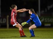 26 September 2020; Danielle Burke and Maria O'Sullivan of Cork City celebrate at the full-time whistle following the Women's National League match between Wexford Youths and Cork City at Ferrycarrig Park in Wexford. Photo by Harry Murphy/Sportsfile