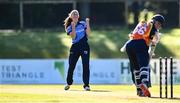 27 September 2020; Orla Prendergast of Typhoons celebrates after bowling Gaby Lewis of Scorchers during the Women's Super Series match between Scorchers and Typhoons at Malahide Cricket Club in Dublin. Photo by Sam Barnes/Sportsfile